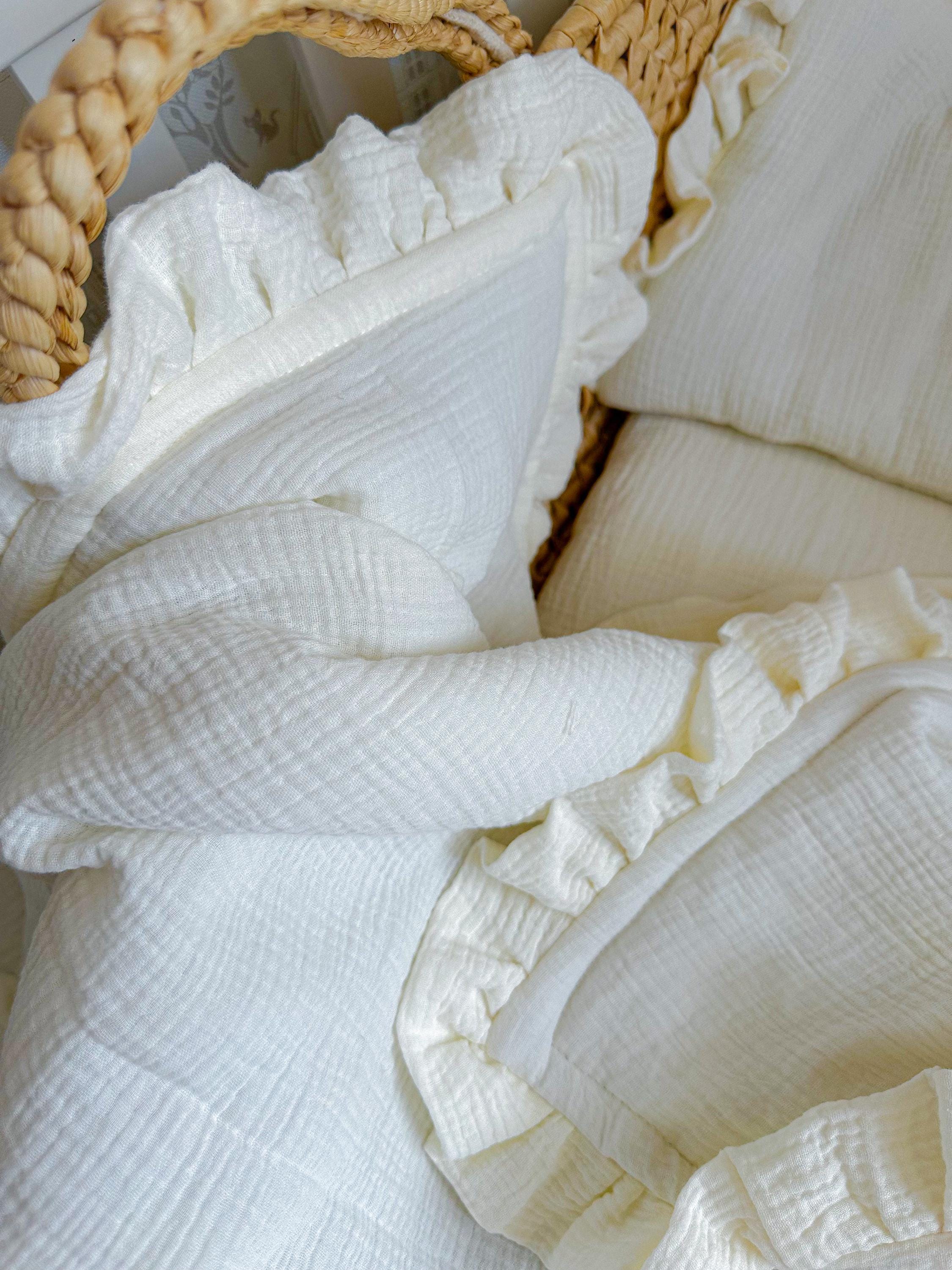 Muslin Stroller Set: Baby Blanket, Pillow, and Fitted Sheet