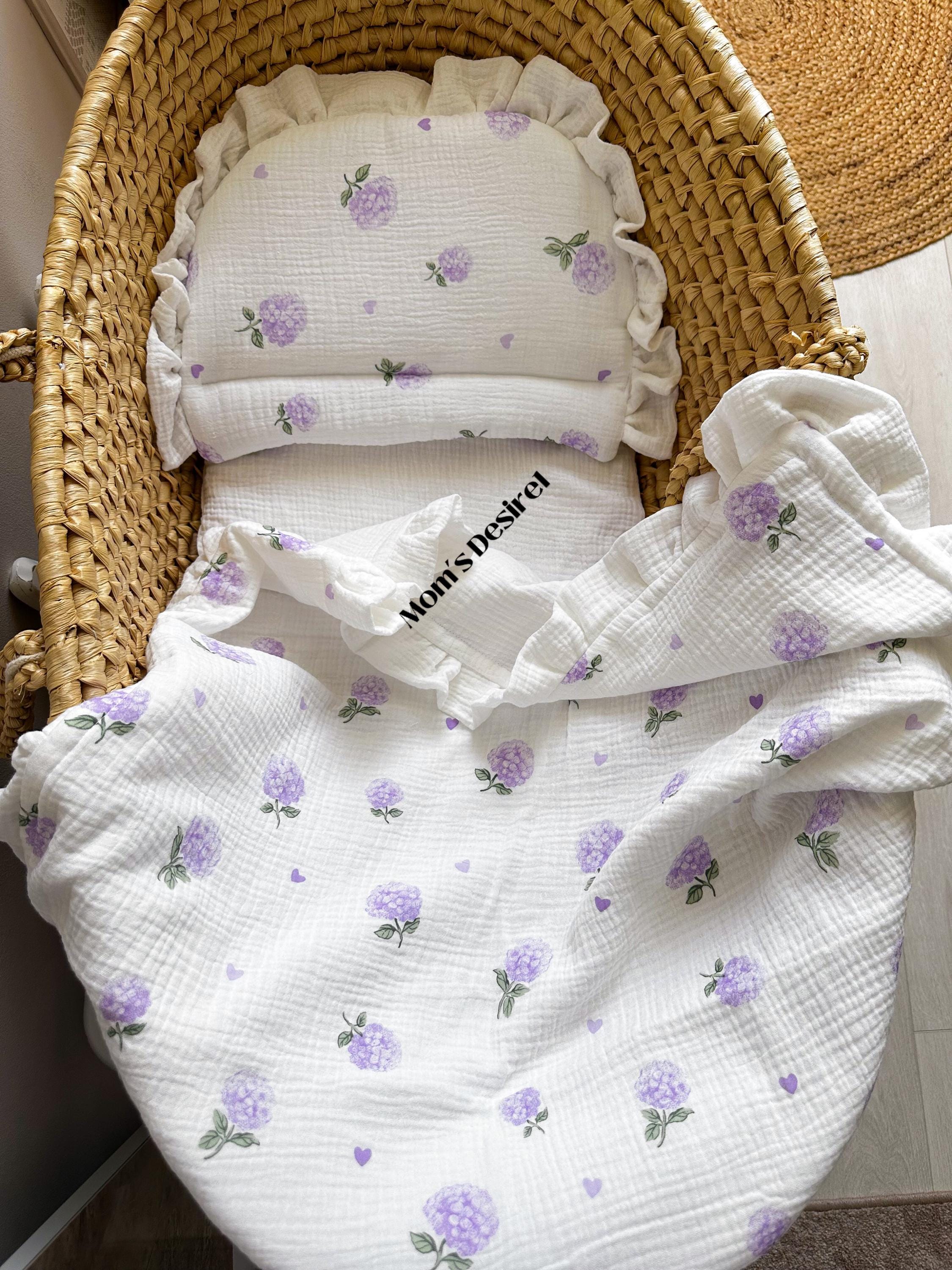 Muslin Stroller Set: Organic Baby Blanket, Pillow, and Fitted Sheet