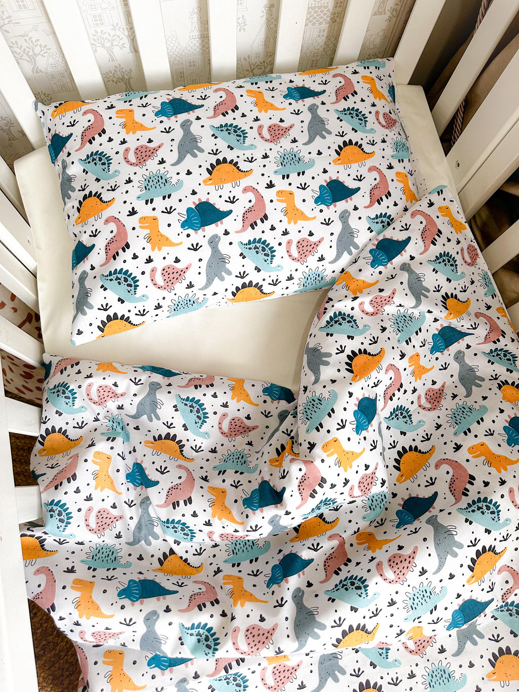 Handmade Cotton Baby Crib Bedding Set: Duvet Cover, Fitted Sheet, and Pillowcase