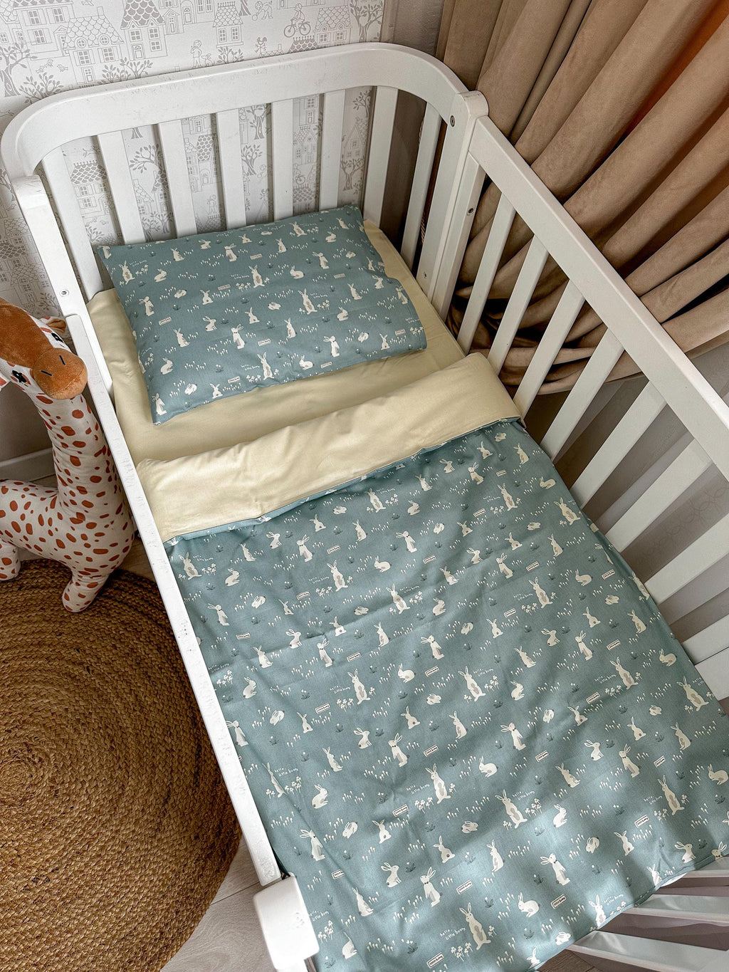 Handmade Cotton Baby Bedding Set: Duvet Cover, Fitted Sheet, and Pillowcase