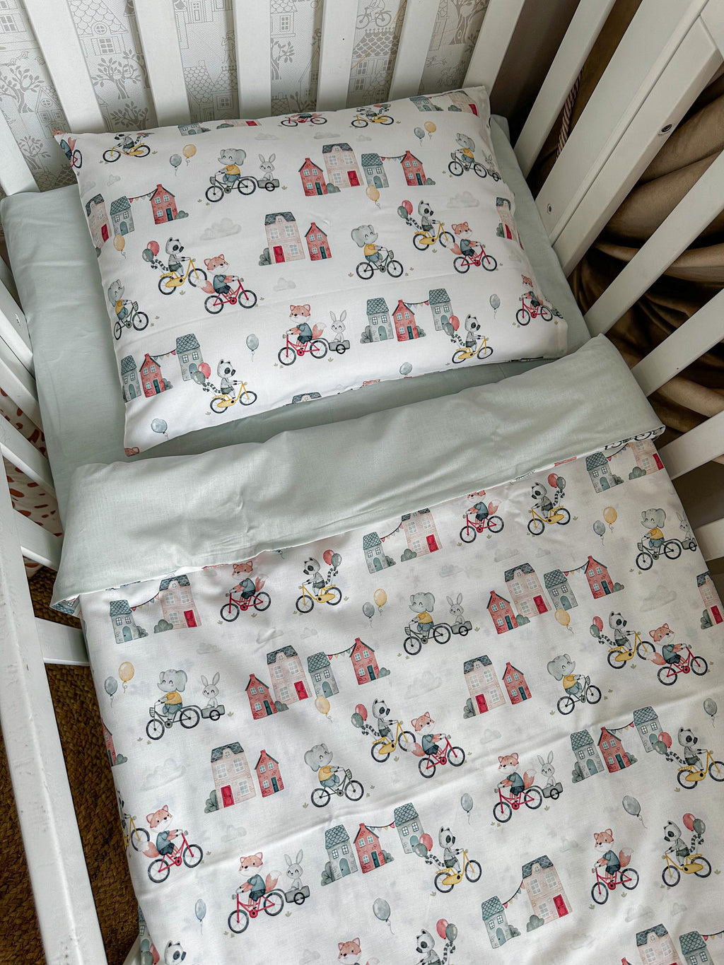 Handmade Premium Cotton Baby Crib Bedding Set: Duvet Cover, Fitted Sheet, and Pillowcase