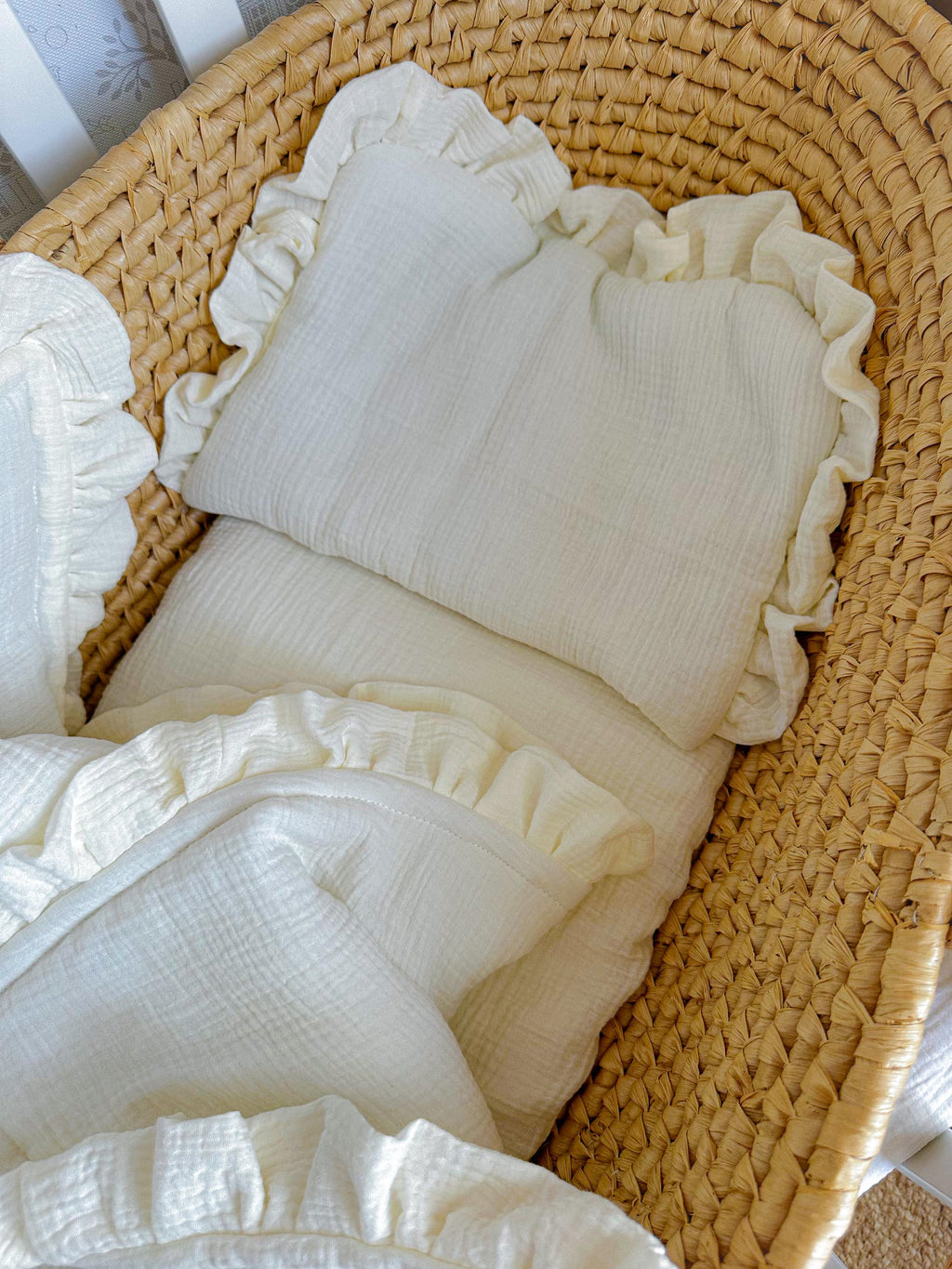 Muslin Stroller Set: Baby Blanket, Pillow, and Fitted Sheet