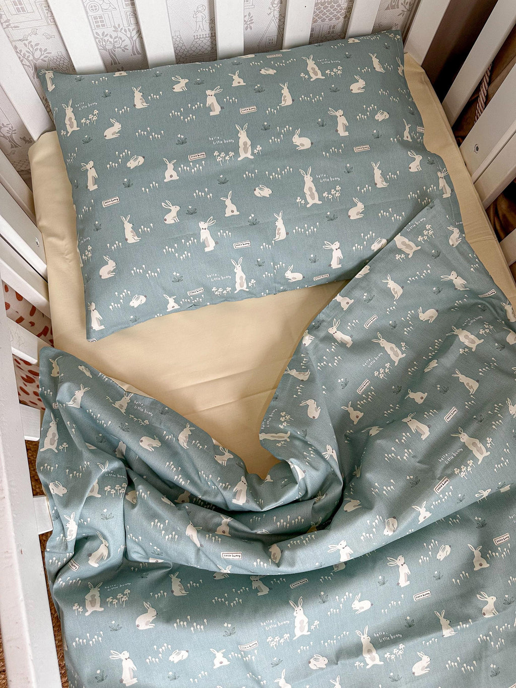 Handmade Cotton Baby Bedding Set: Duvet Cover, Fitted Sheet, and Pillowcase