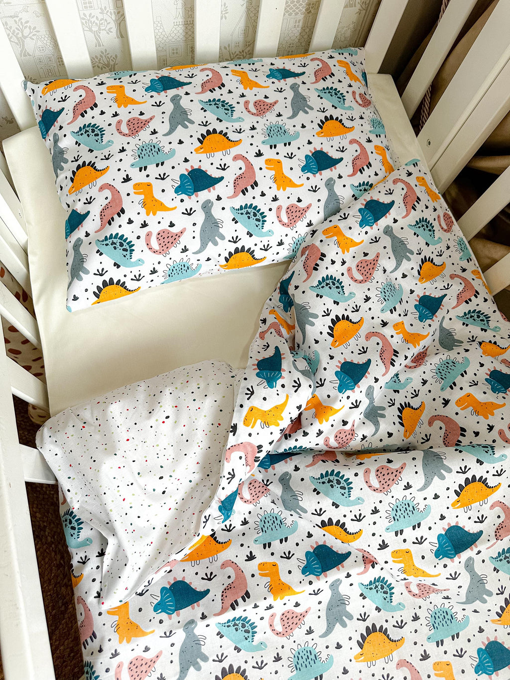 Handmade Cotton Baby Crib Bedding Set: Duvet Cover, Fitted Sheet, and Pillowcase