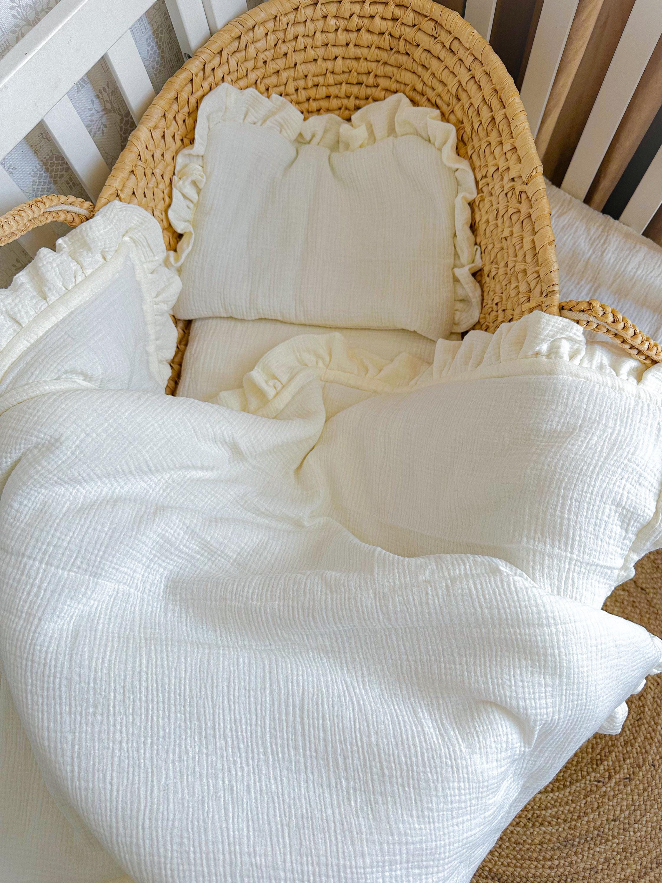 Muslin Stroller Set: Baby Blanket, Pillow, and Fitted Sheet